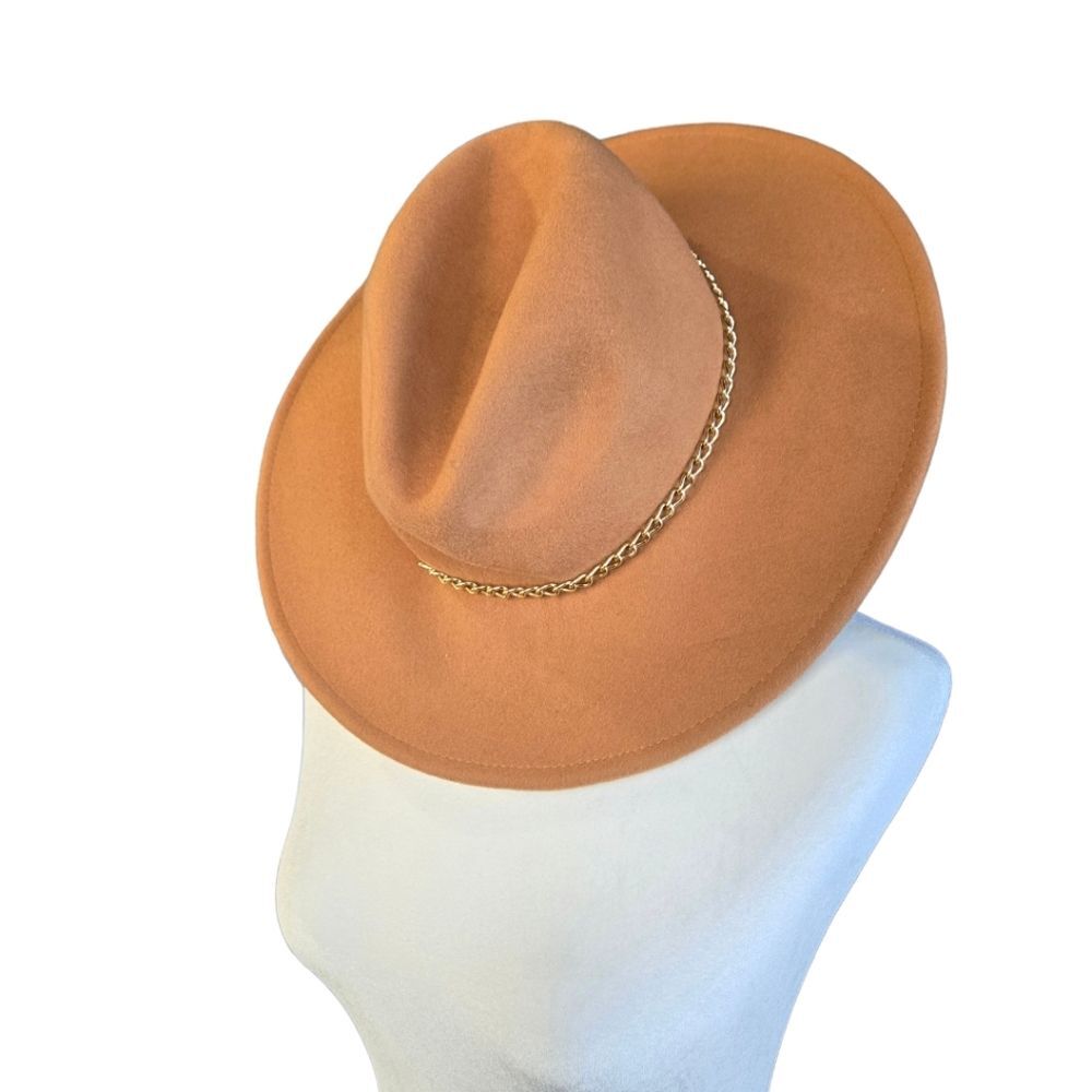 Steve Madden Felted Wool Metal Chain Trimmed Fedora One Size NWOT